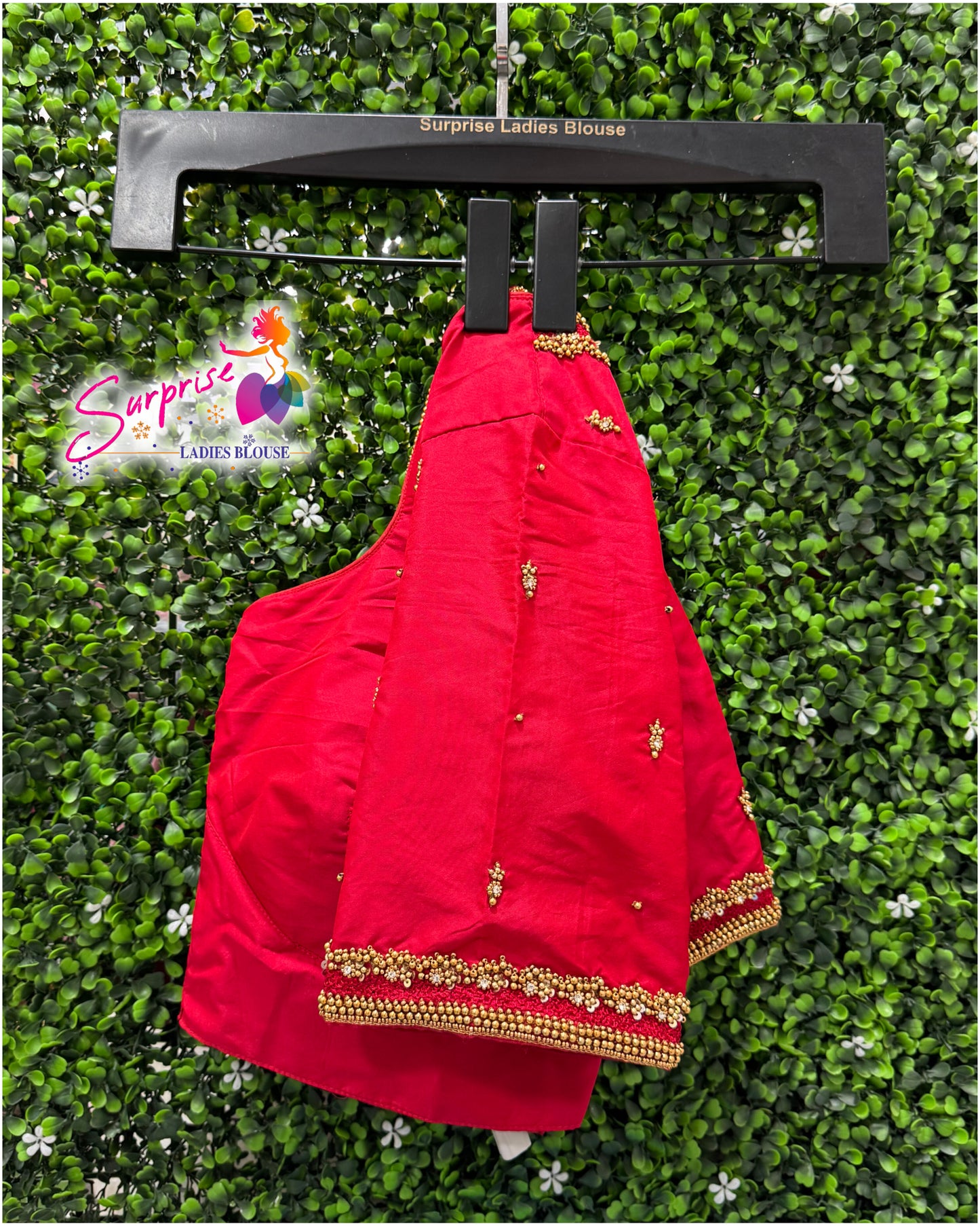 Designer handwork Ari work blouse Red color