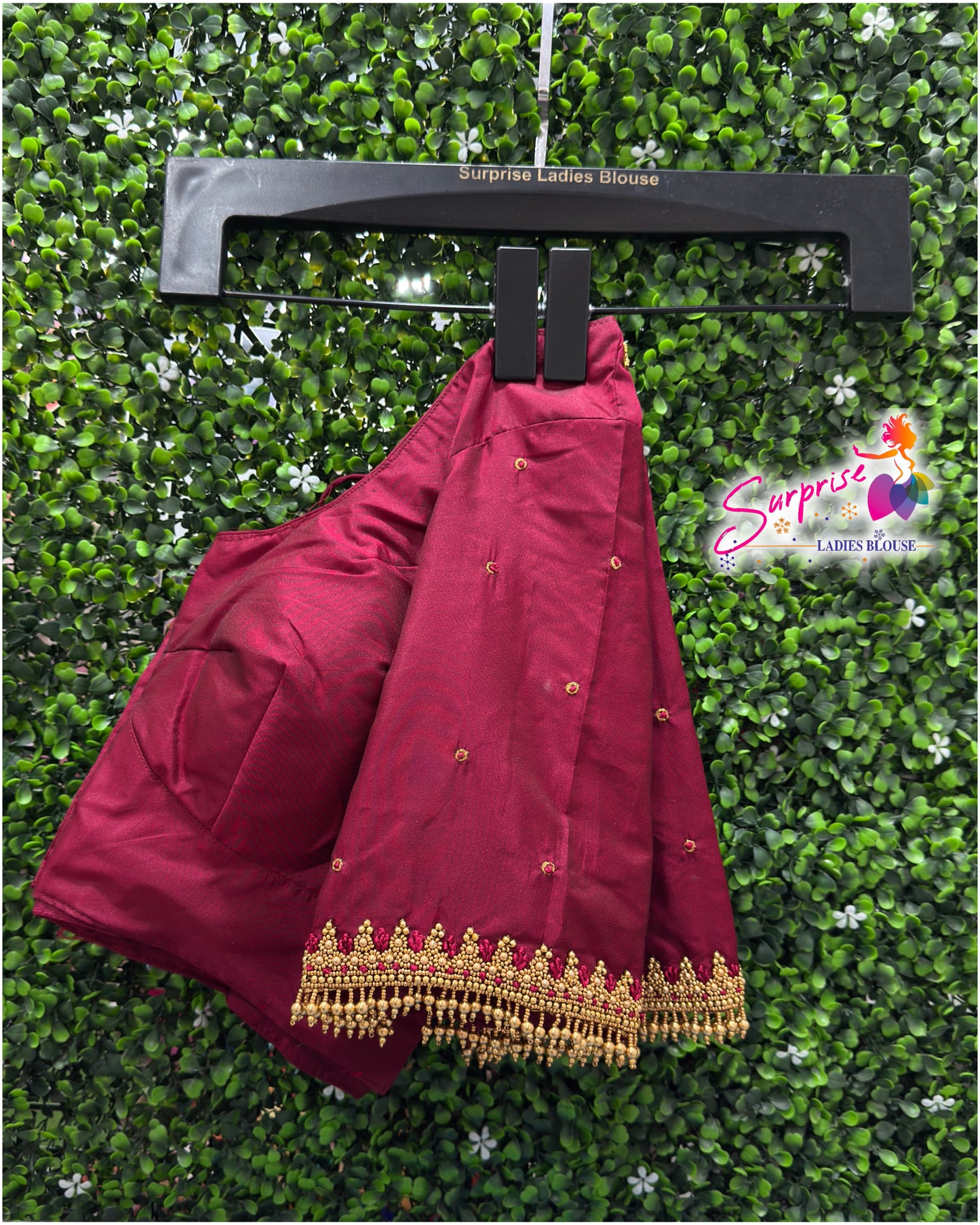 Designer handwork Ari work blouse Maroon color