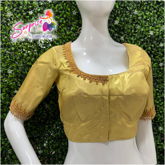Designer handwork Ari work blouse Gold color