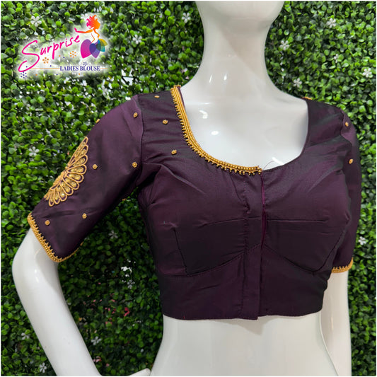 Designer handwork Ari work blouse Maroon color