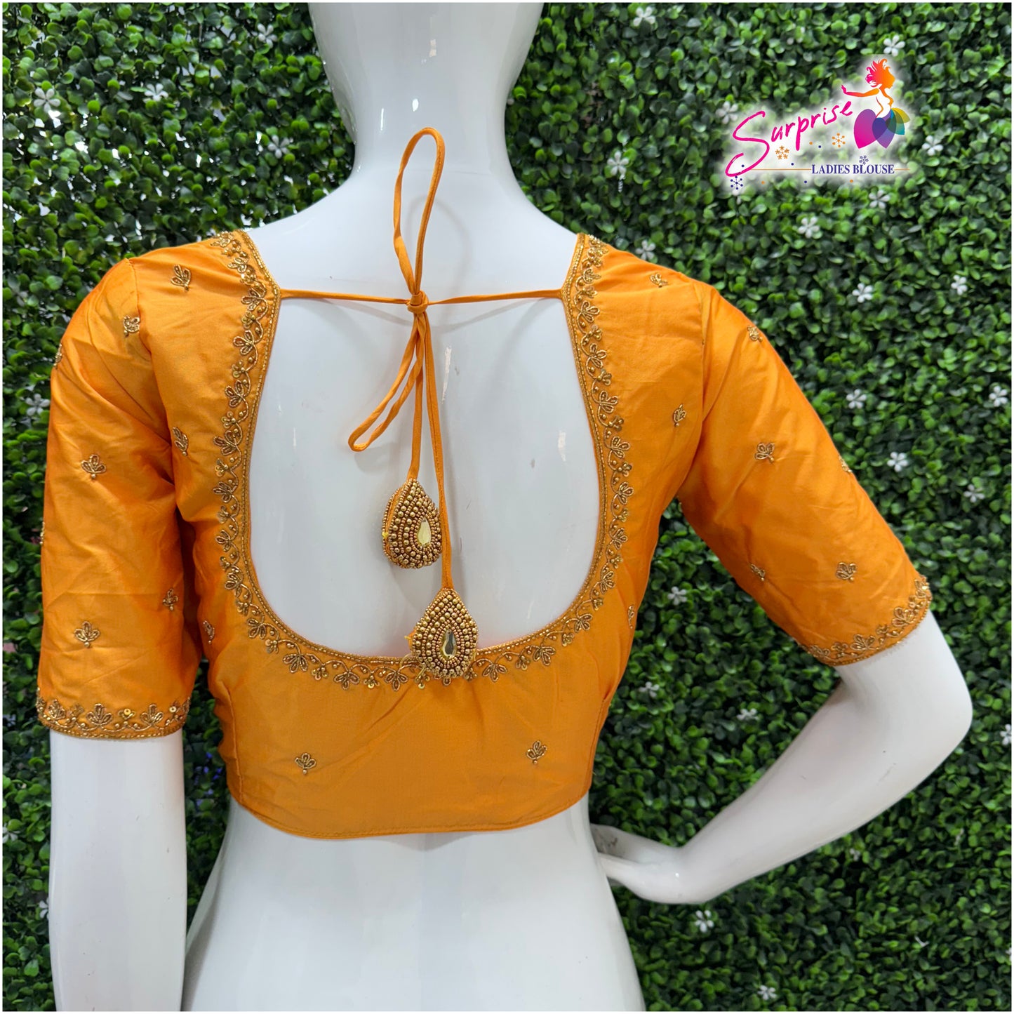 Handwork designer Ari work blouse yellow mustard color