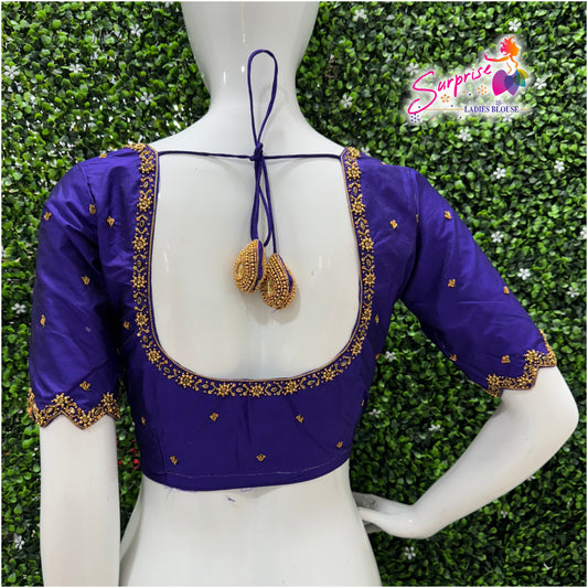 Handwork designer Ari work blouse blue color