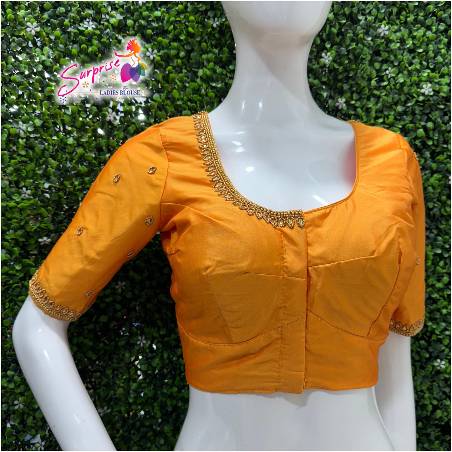 Designer handwork Ari work blouse Yellow / mustard color