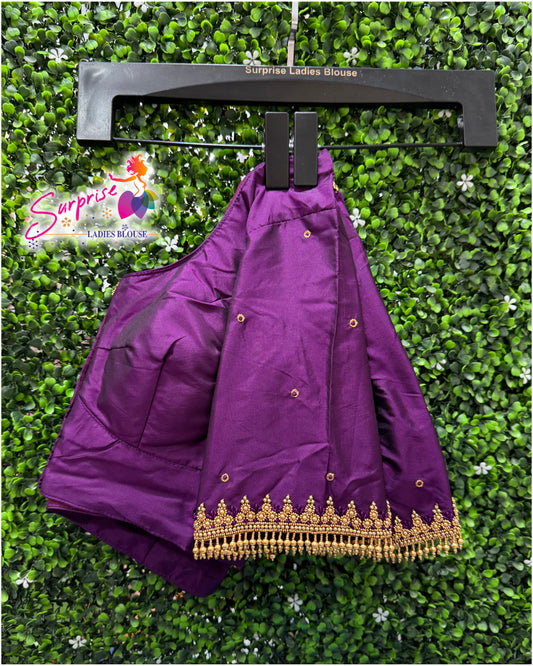 Designer handwork Ari work blouse Purple color