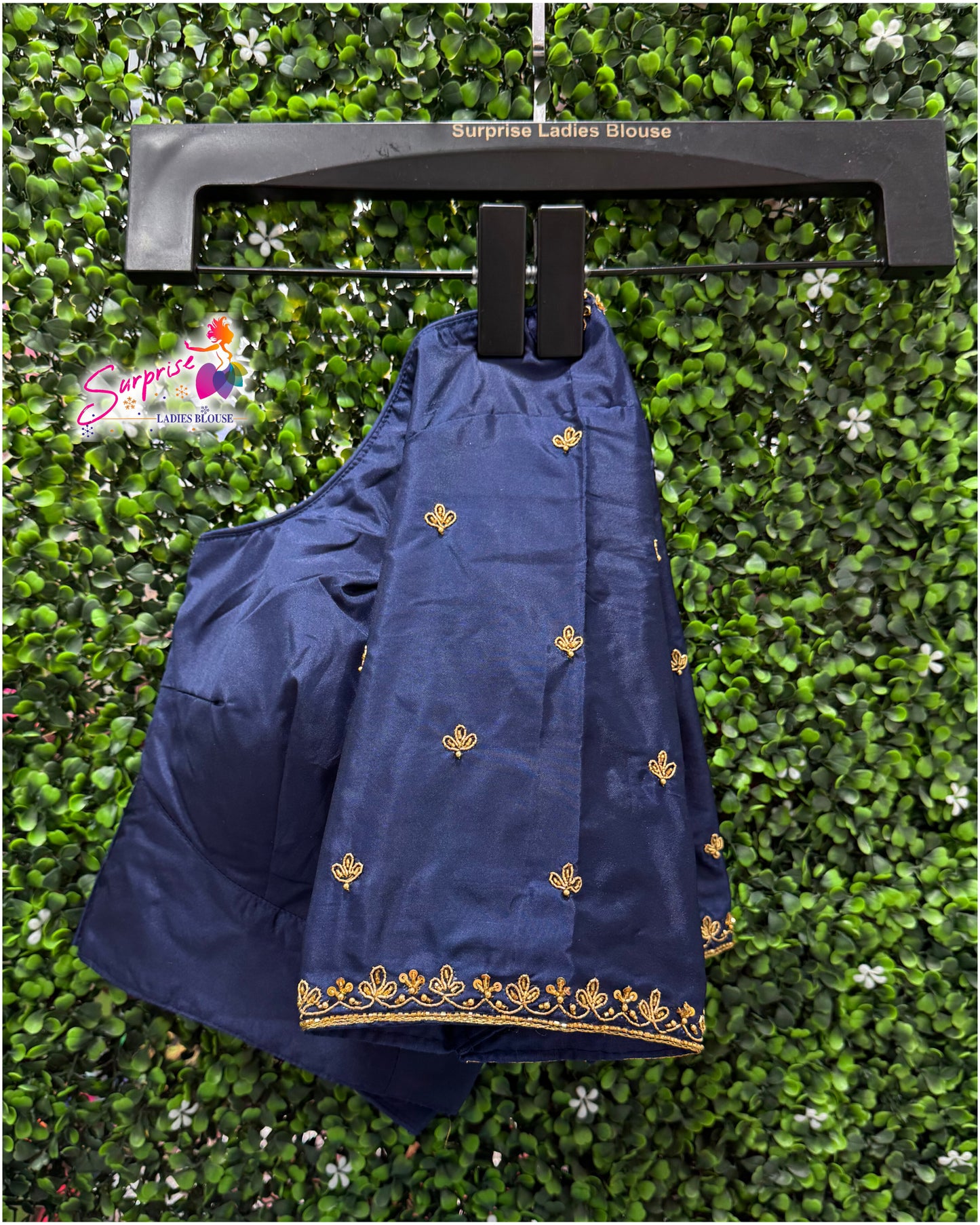 Handwork designer Ari work blouse navy blue color