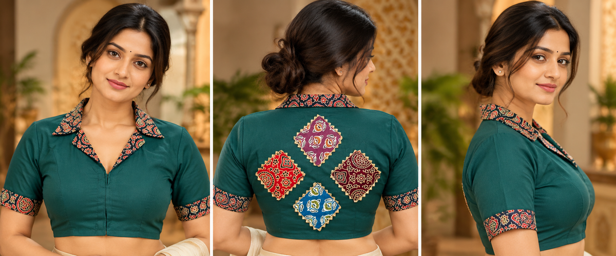 Multicolour Cotton Colar Neck Blouse