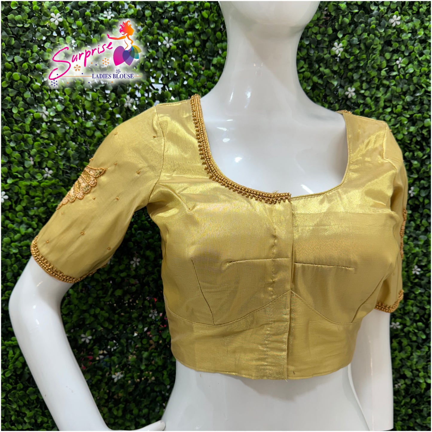 Designer handwork Ari work blouse Cream color