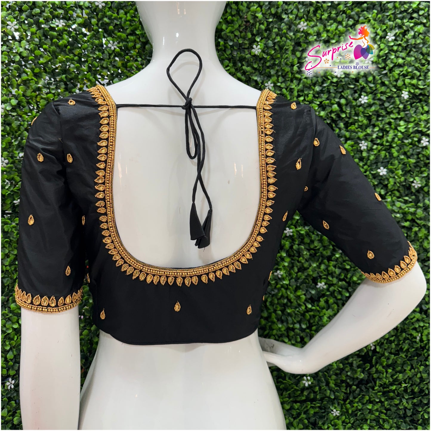 Designer handwork Ari work blouse Black color