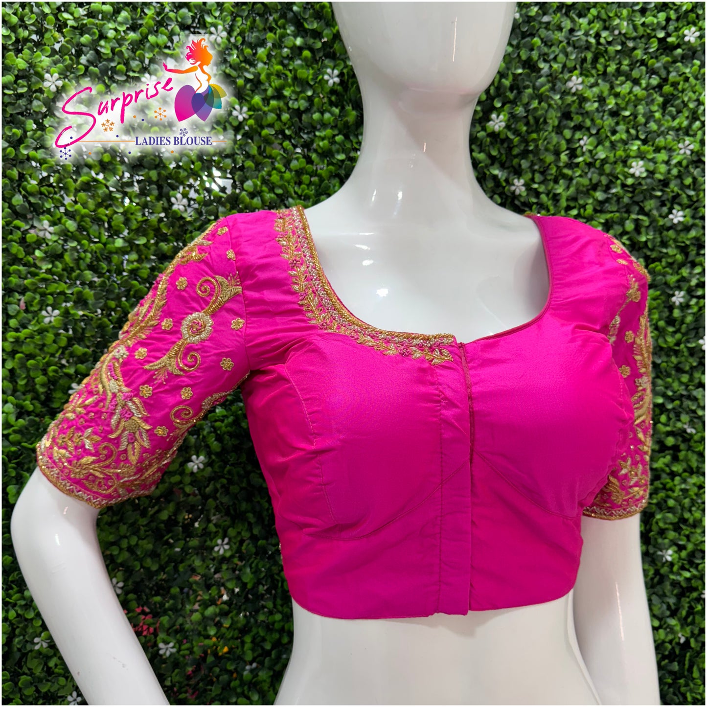 Handwork designer Ari work Readymade Blouse Pink color