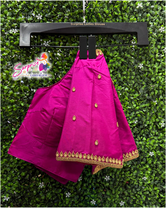 Designer handwork Ari work blouse Pink color