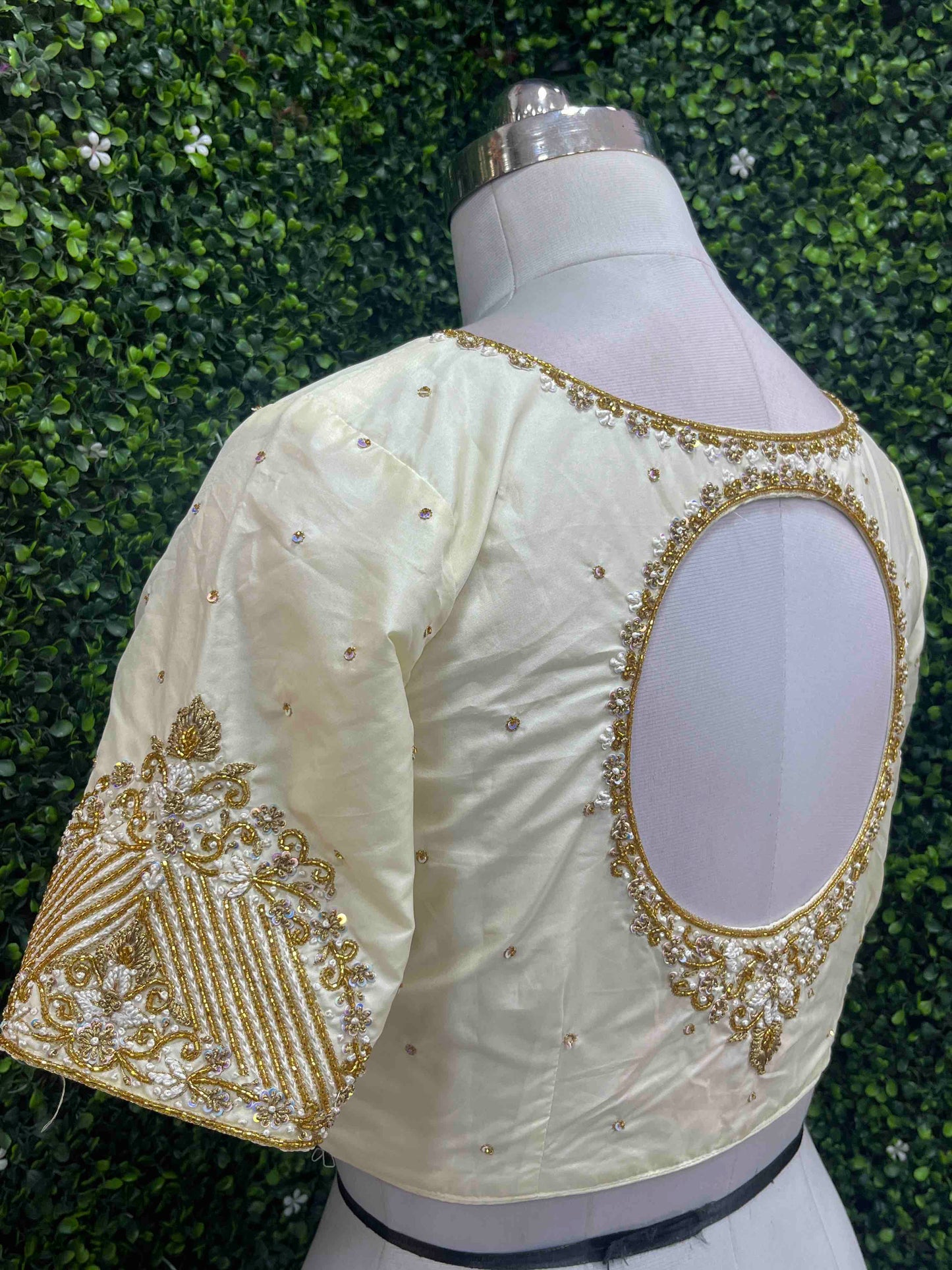 Handwork designer Ari work blouse Cream/ off white color