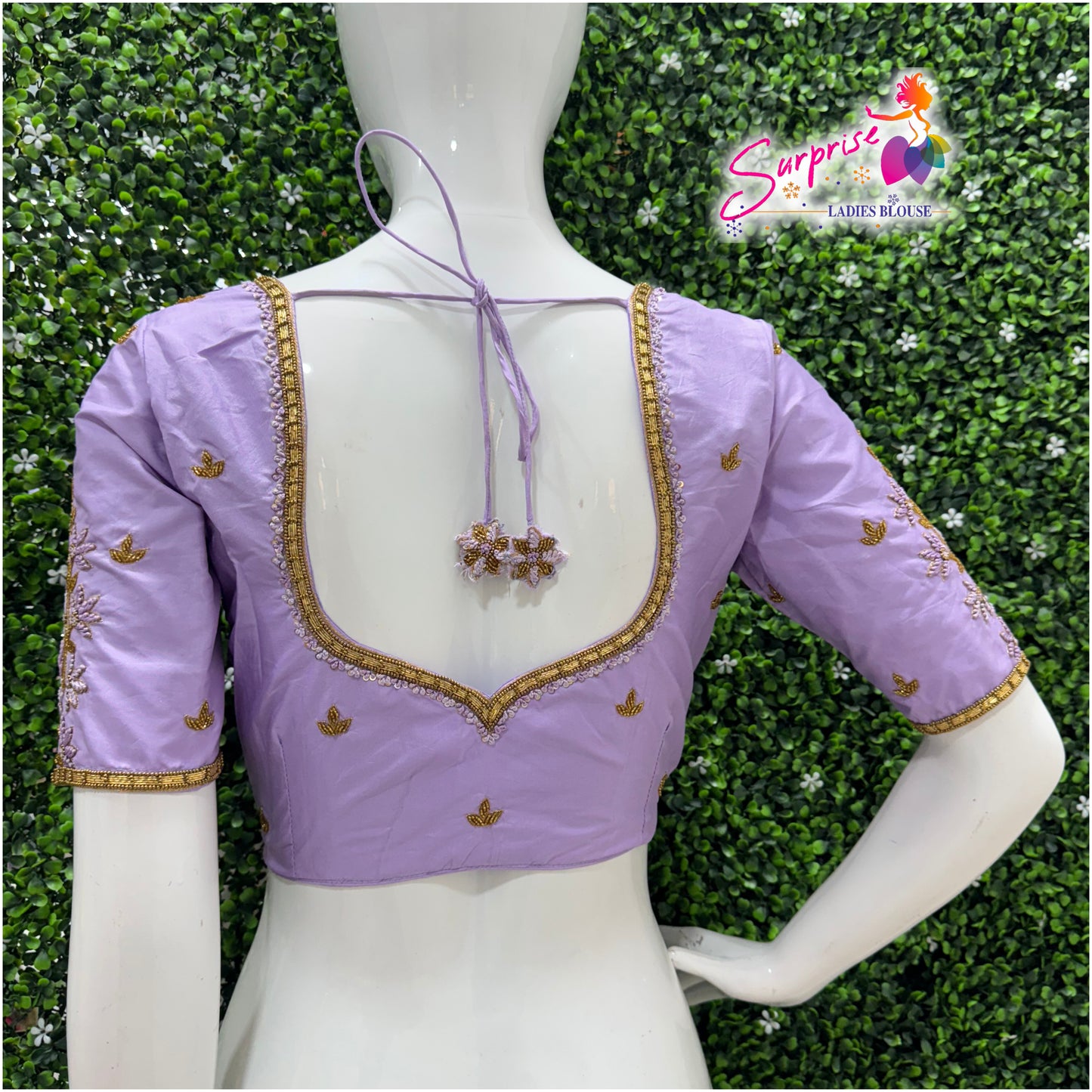 Designer handwork Ari work blouse Lavender color