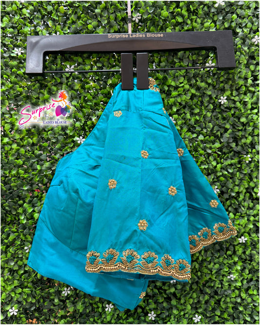 Designer handwork Ari work blouse Blue color