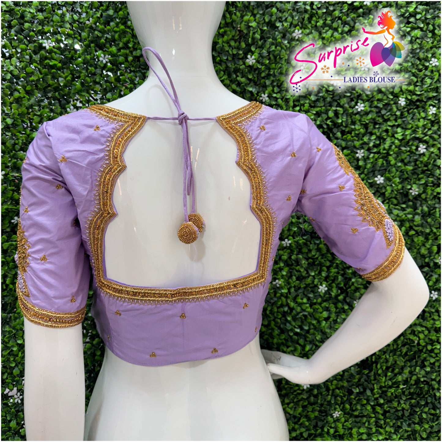 Designer handwork Ari work blouse Lavender color