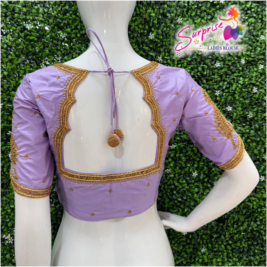 Designer handwork Ari work blouse Lavender color