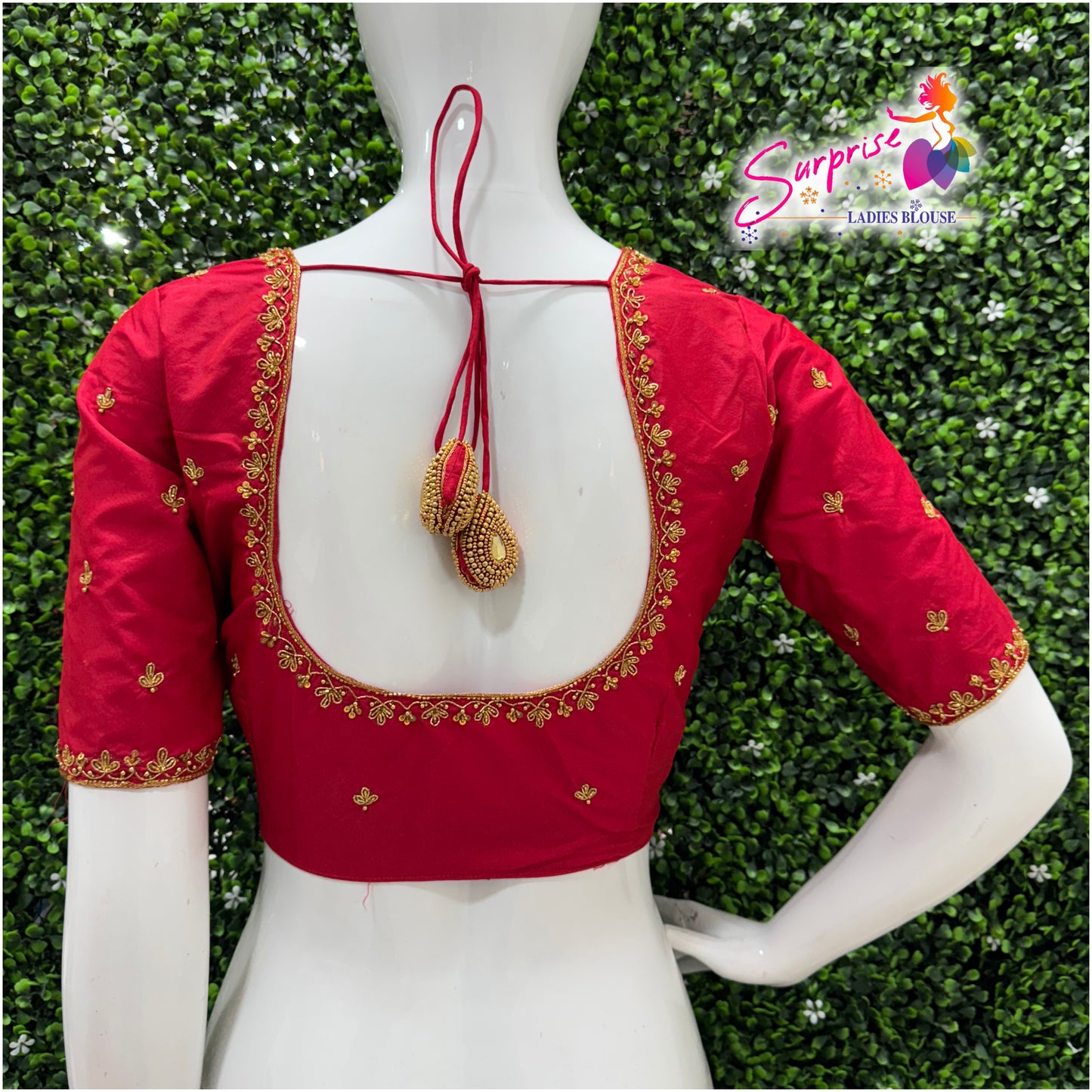 Handwork designer Ari work blouse Red color