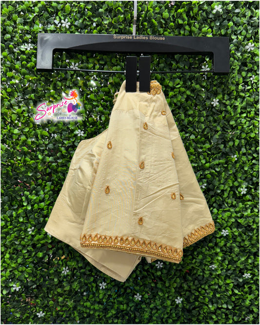Designer handwork Ari work blouse Cream color