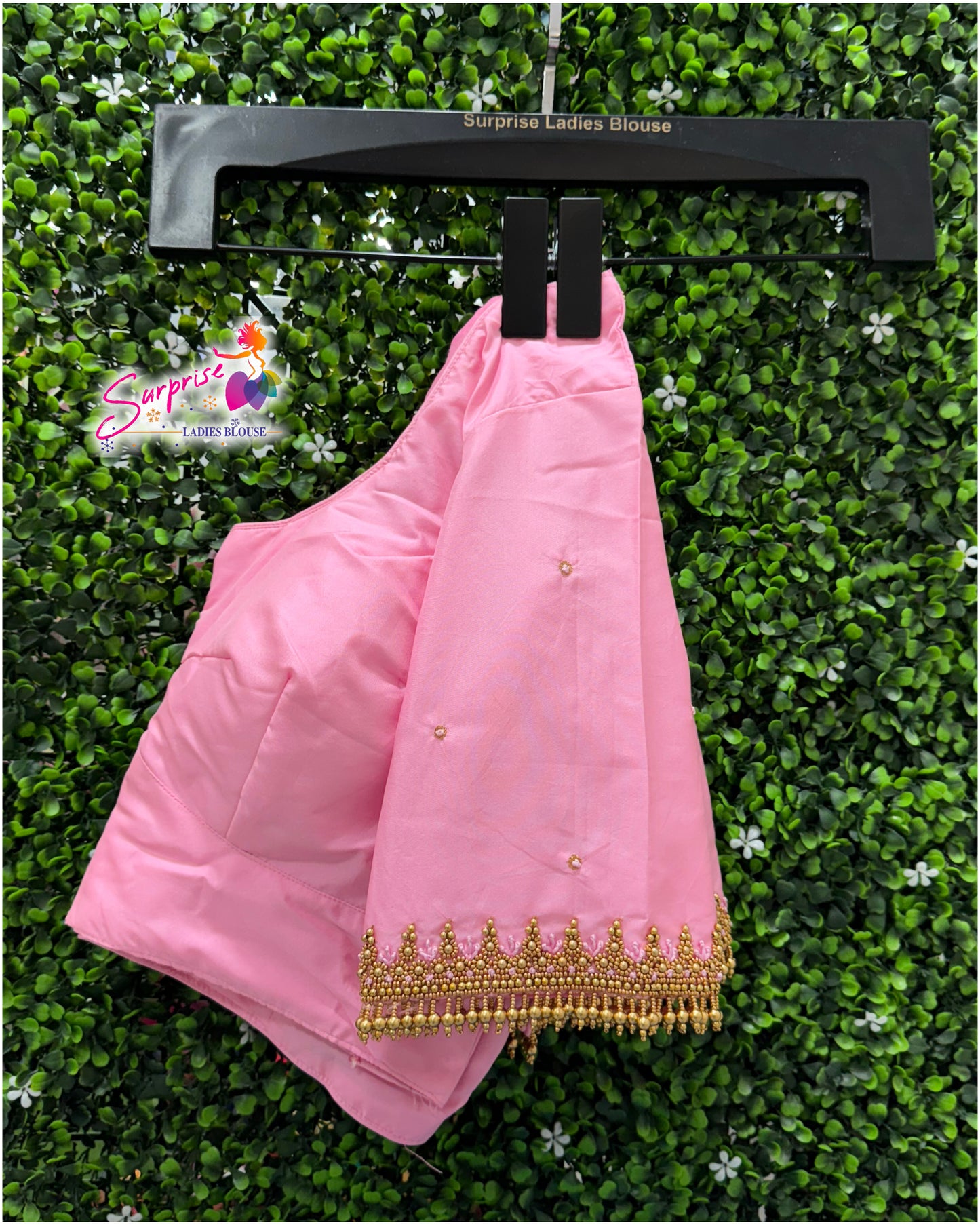 Designer handwork Ari work blouse Baby pink color