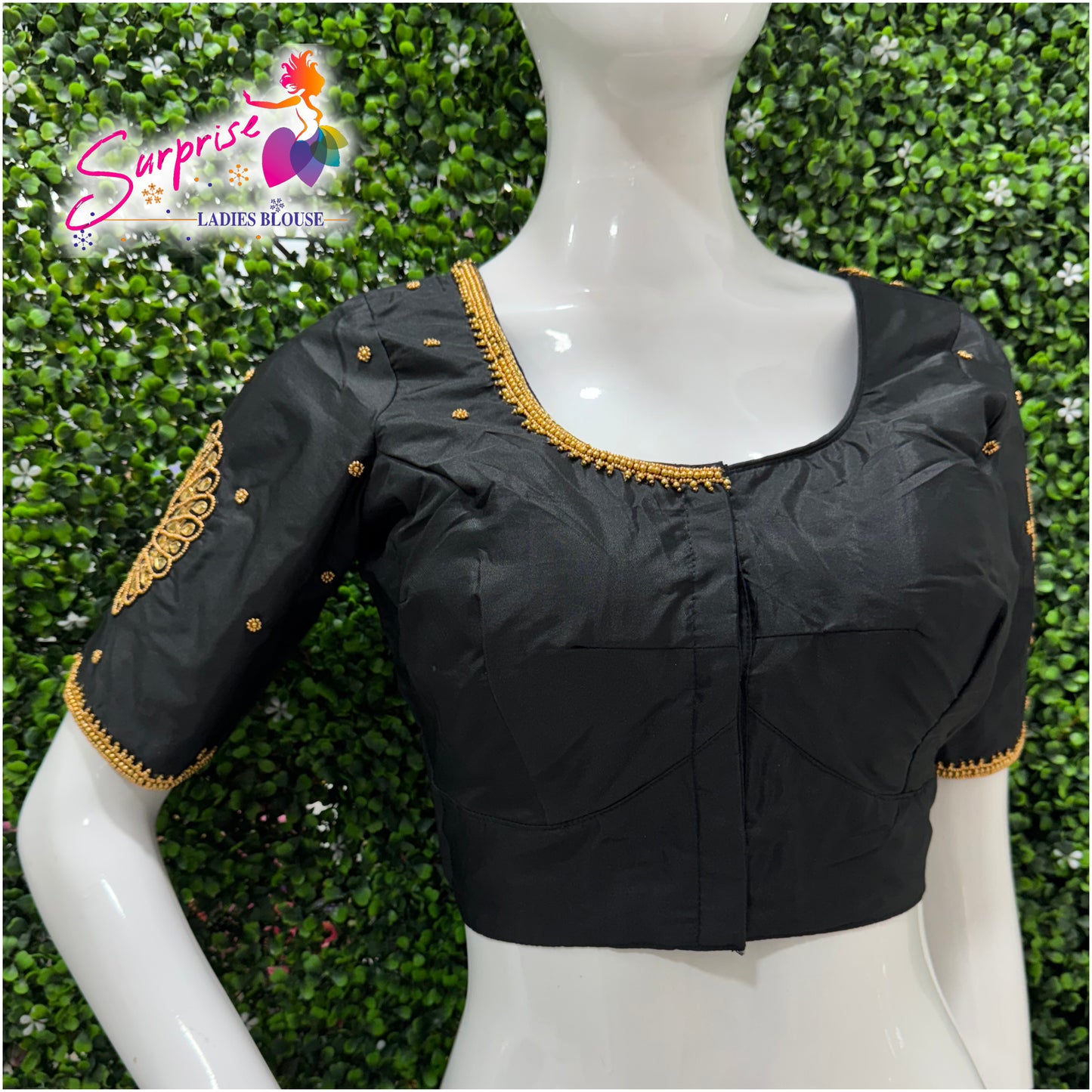 Designer handwork Ari work blouse Black color