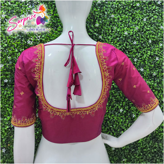 Machine work designer Readymade blouse pink color