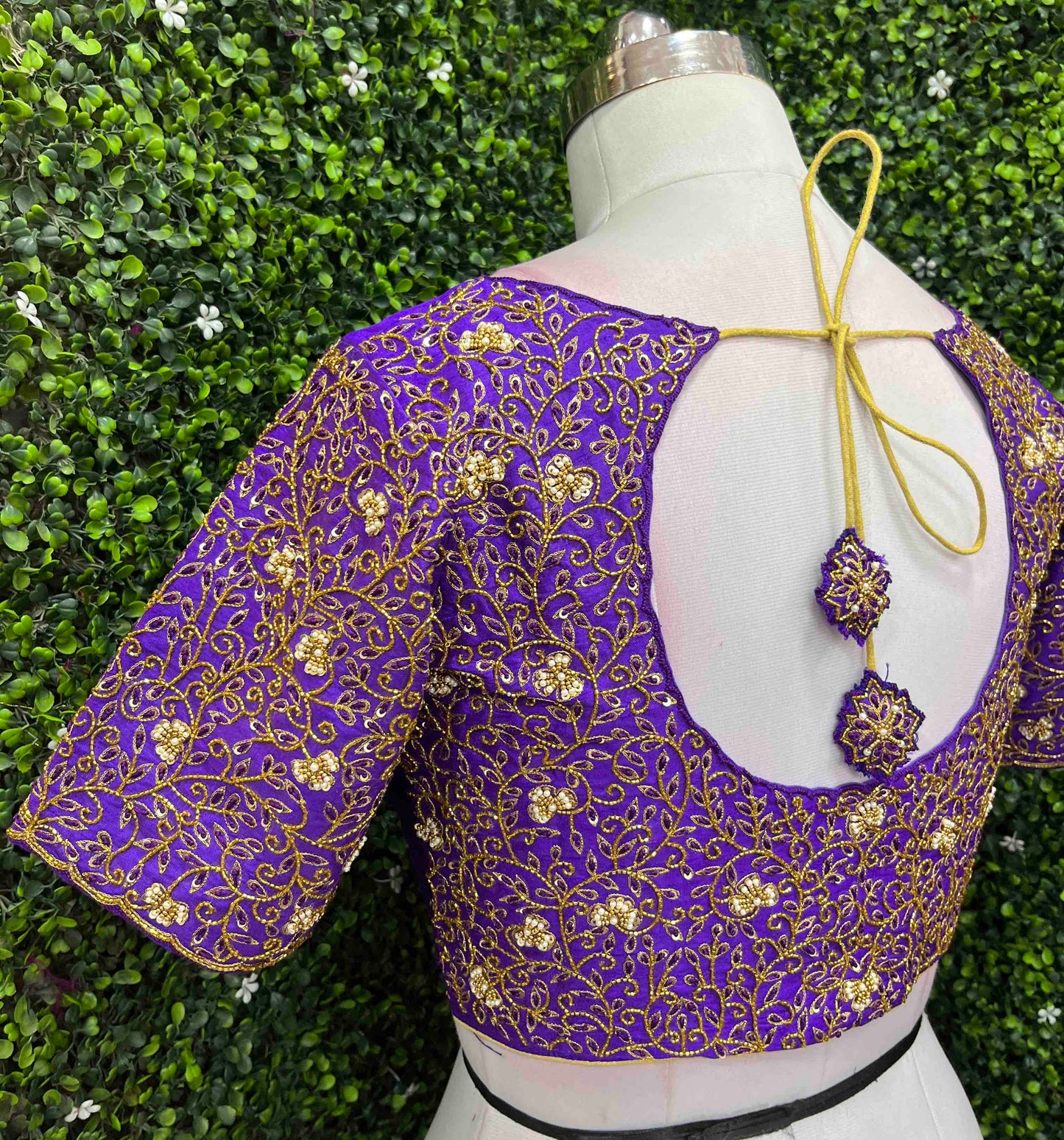 Handwork designer Ari work blouse purple color