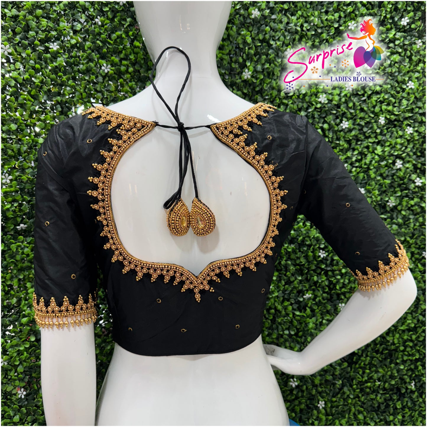 Designer handwork Ari work blouse Black color