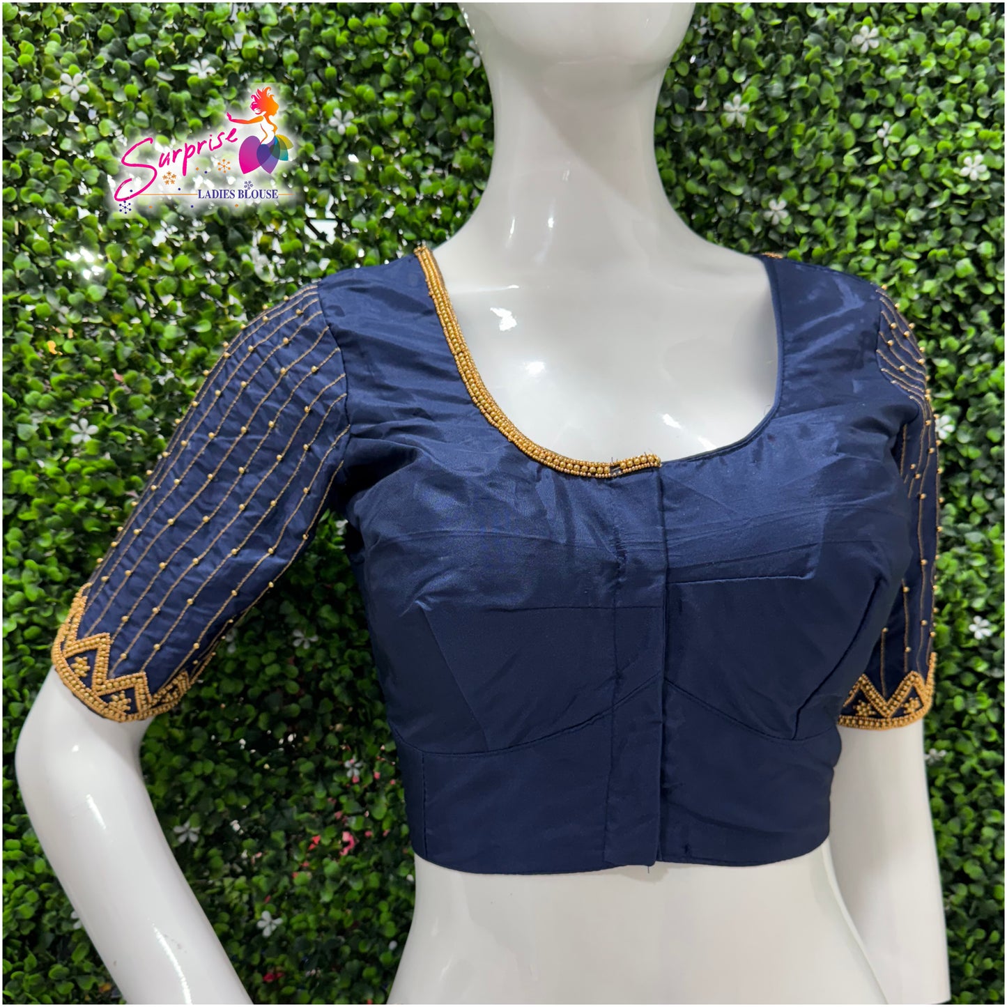 Designer handwork Ari work blouse Navy Blue color