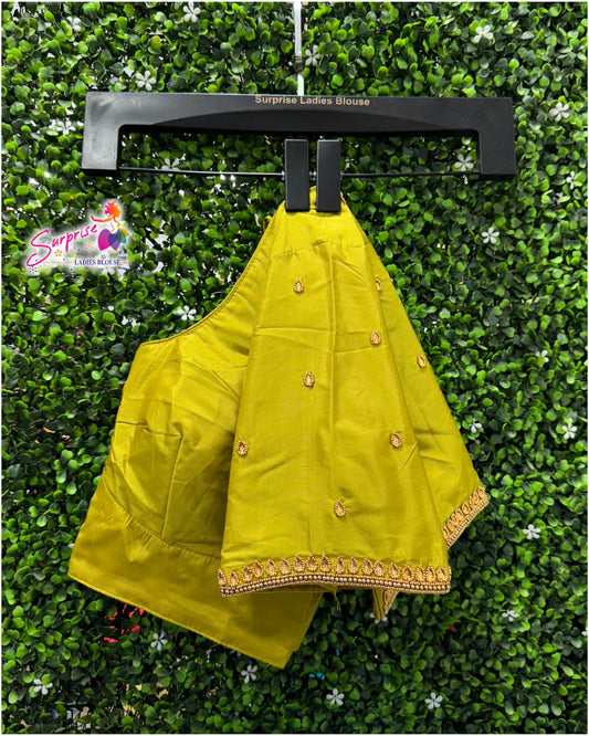 Designer handwork Ari work blouse Green color