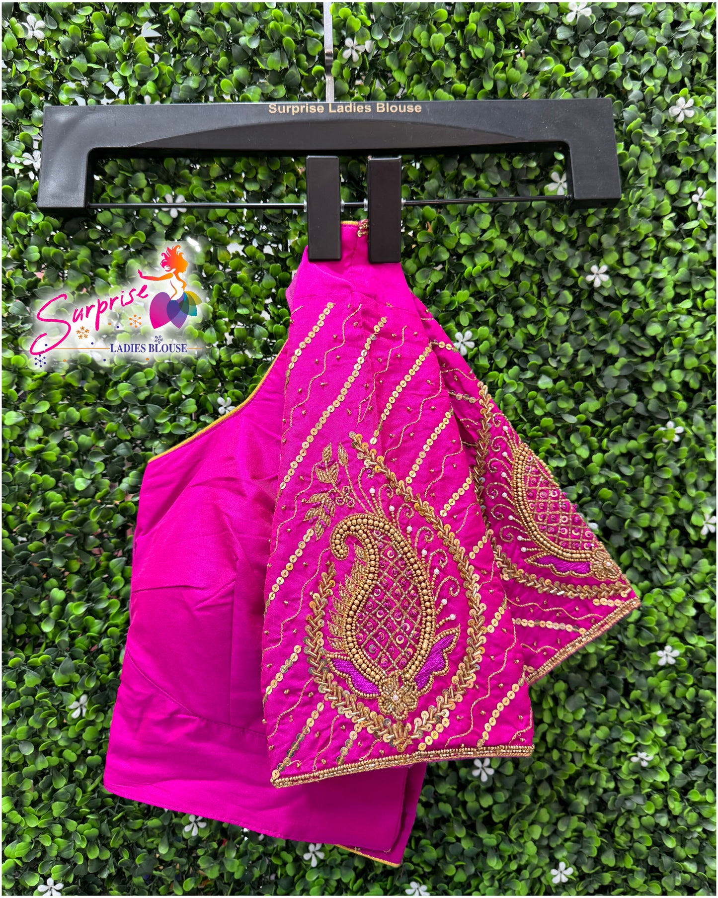 Handwork designer Ari work Readymade Blouse pink color