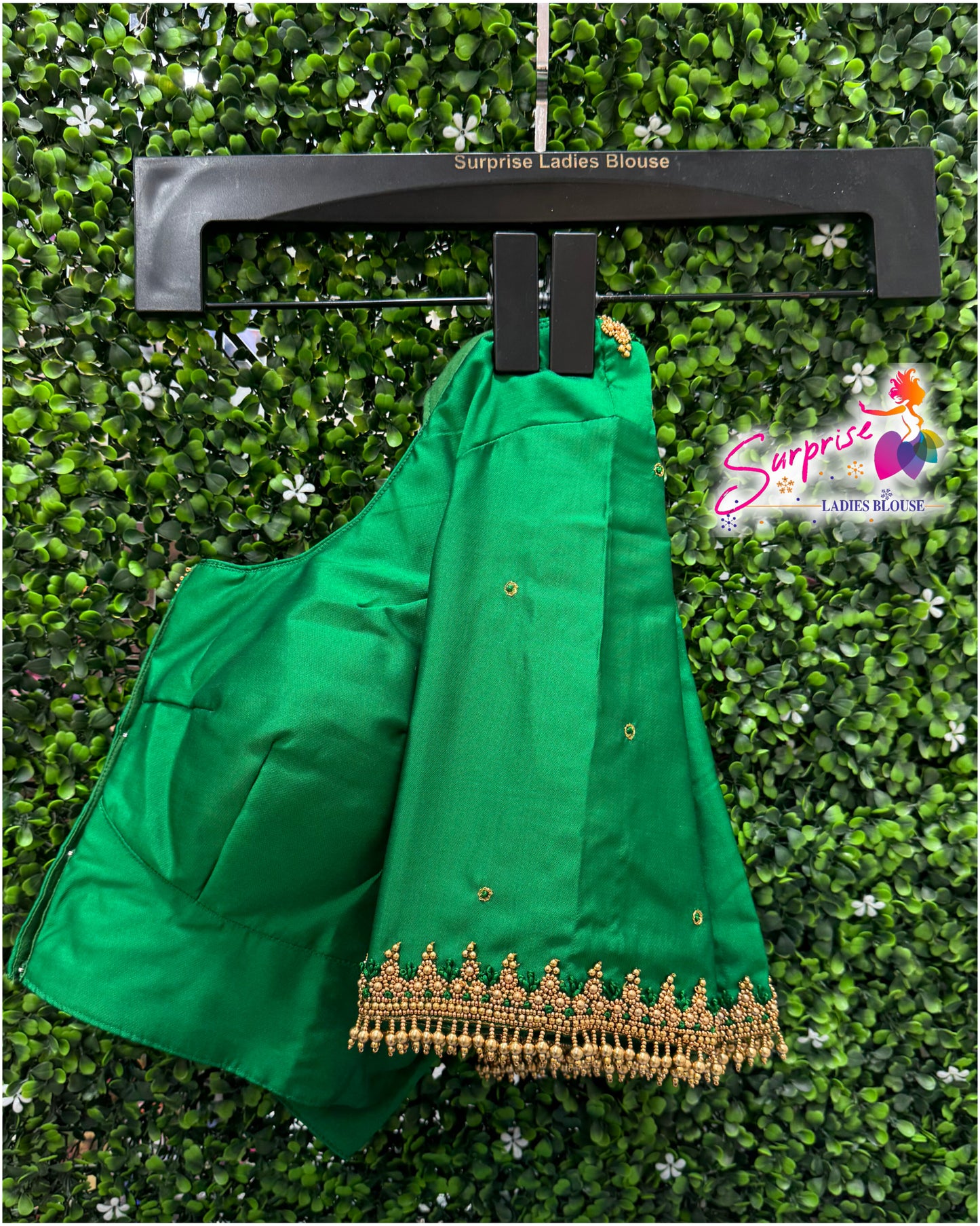 Designer handwork Ari work blouse Green color