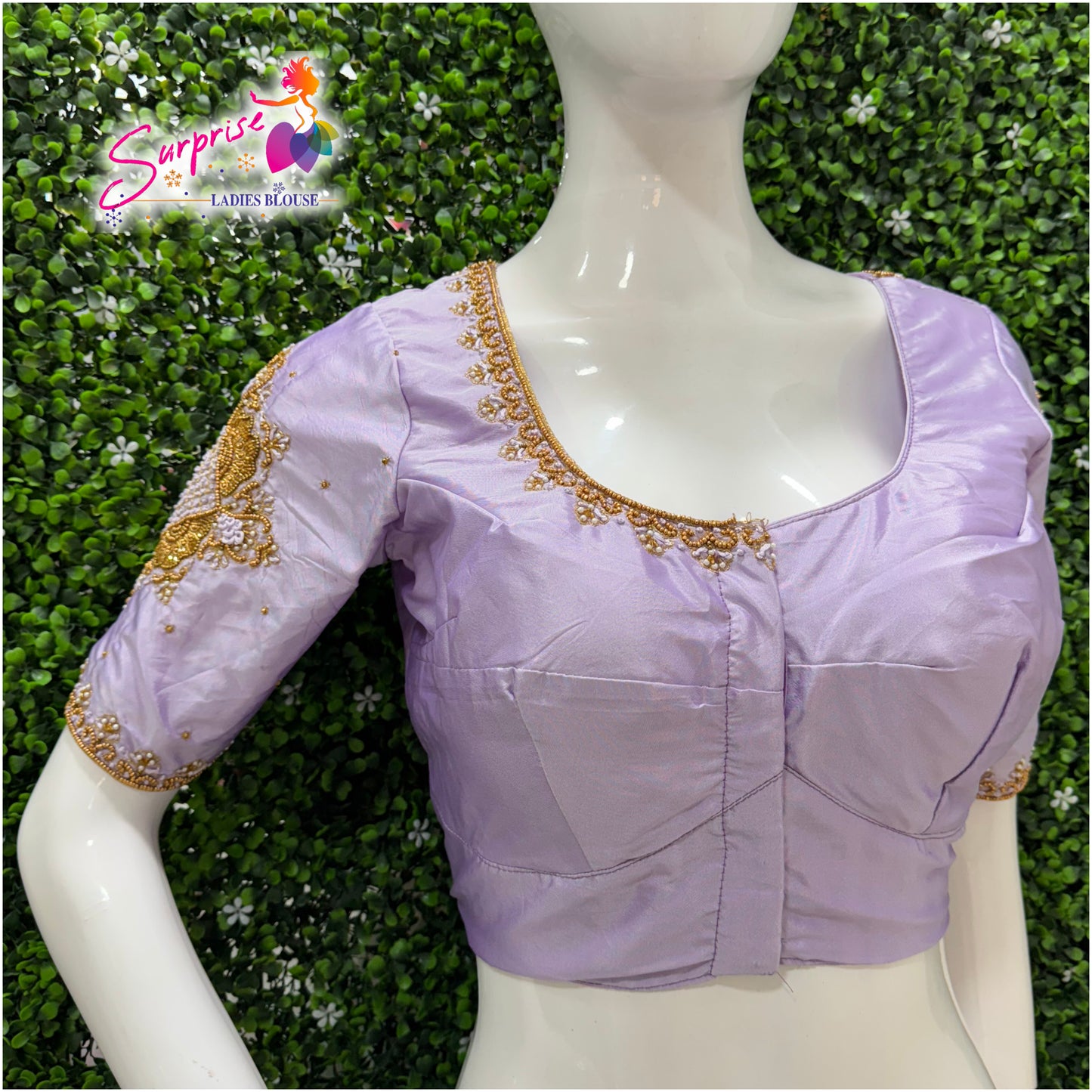 Designer handwork Ari work blouse Lavender color