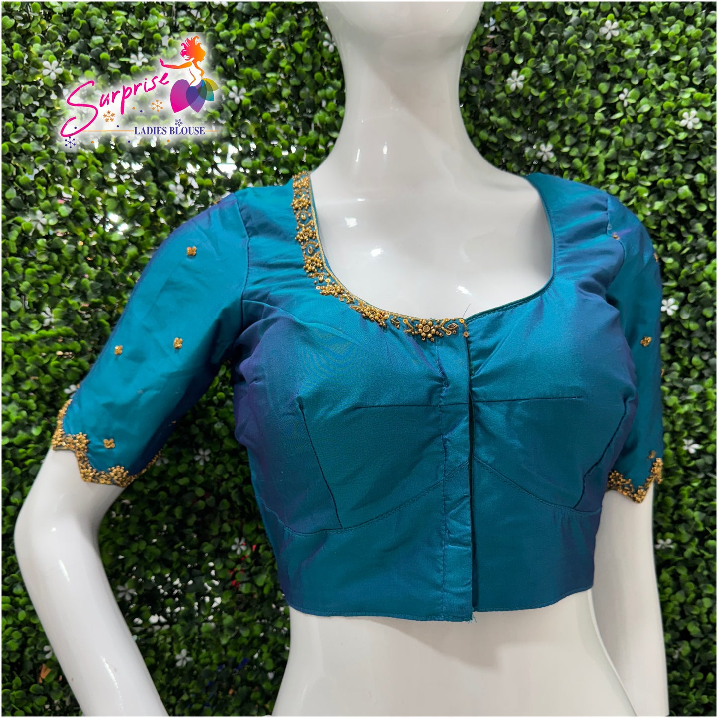 Handwork designer Ari work blouse blue color