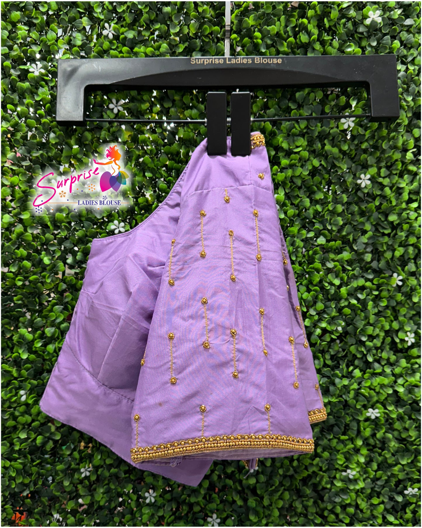 Designer handwork Ari work blouse lavender color