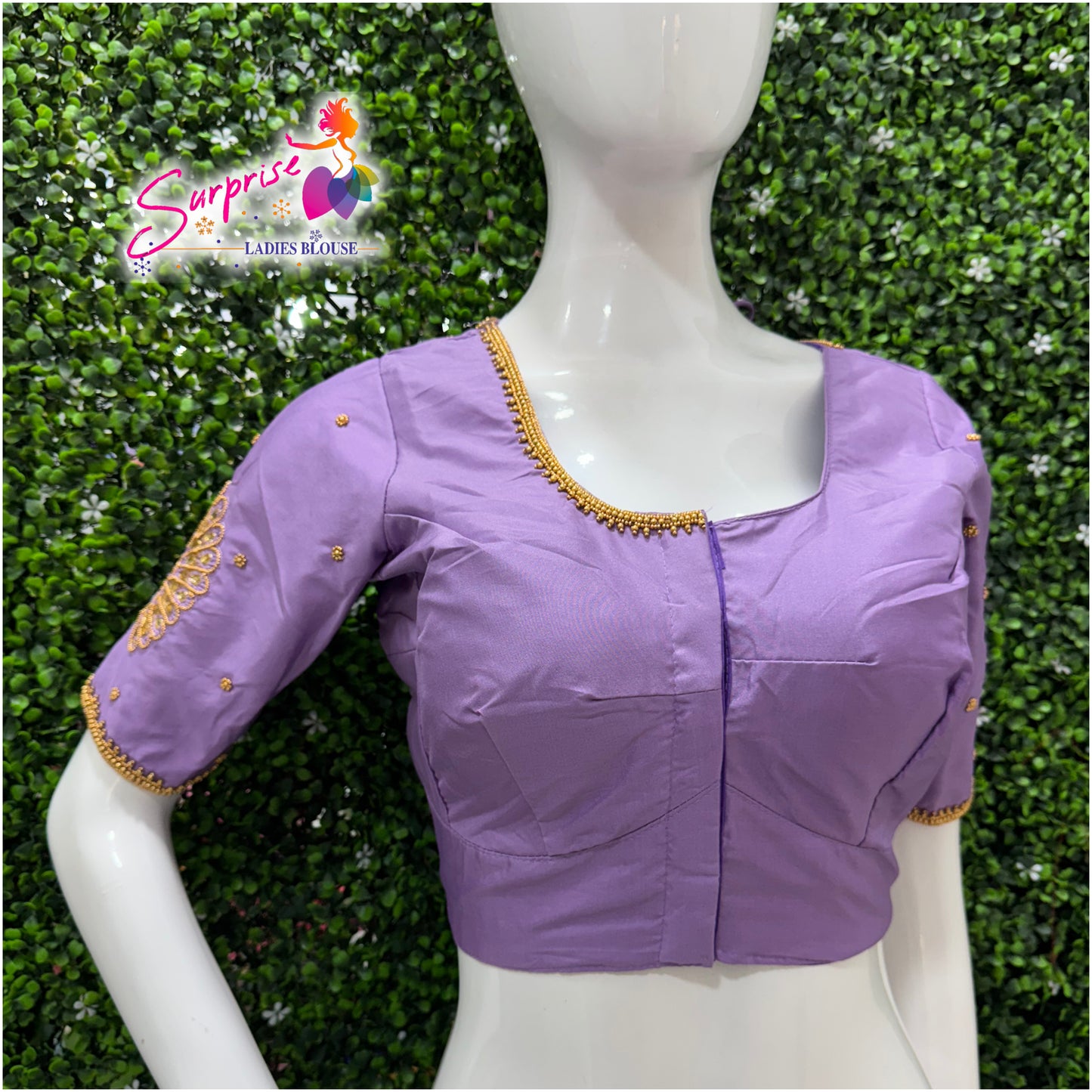 Designer handwork Ari work blouse Lavender color