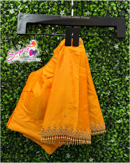 Designer handwork Ari work blouse Yellow mustard color
