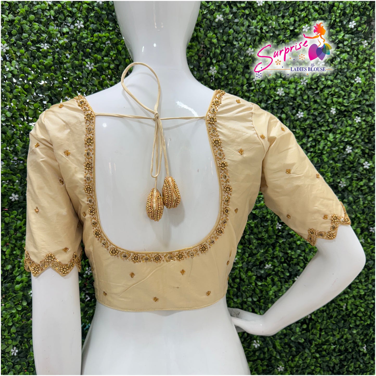 Handwork designer Ari work blouse cream color