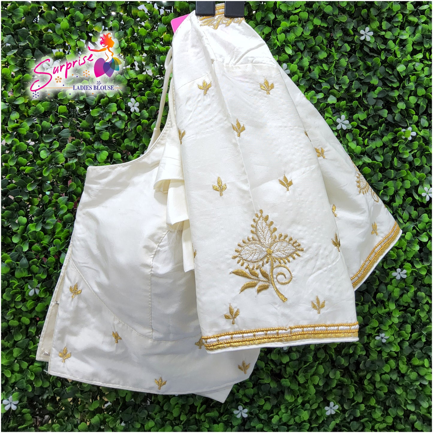 Machine work designer Readymade blouse cream / off white color