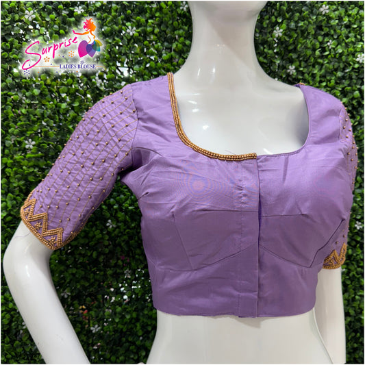 Designer handwork Ari work blouse Lavender color