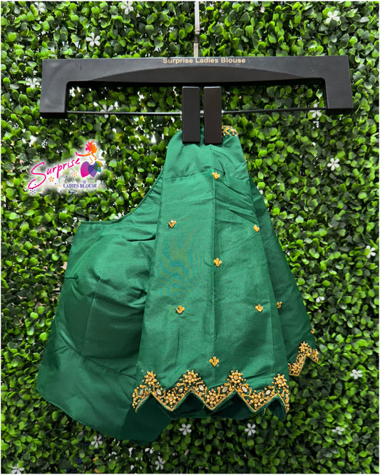 Handwork designer Ari work blouse green color