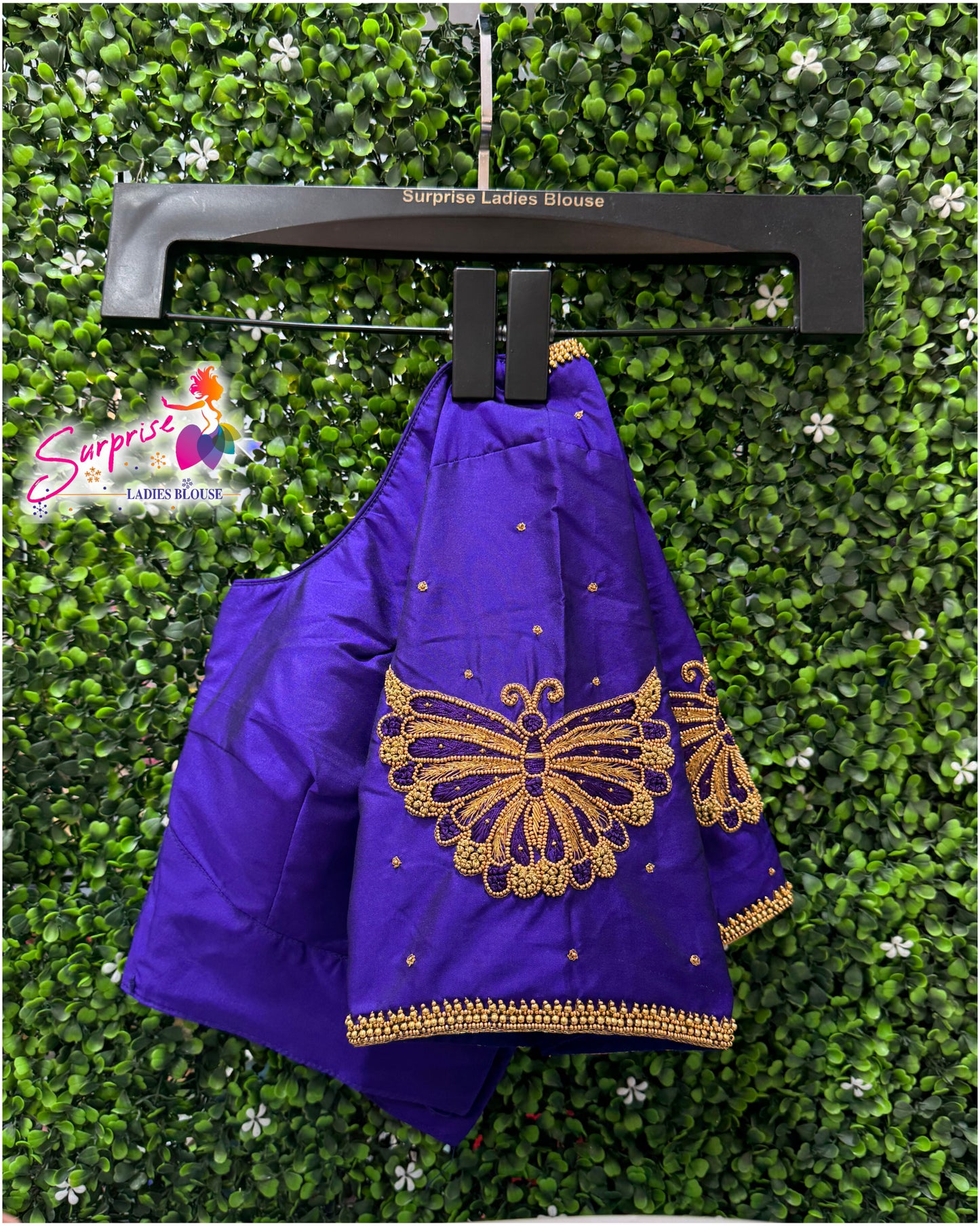Designer handwork Ari work blouse Blue color