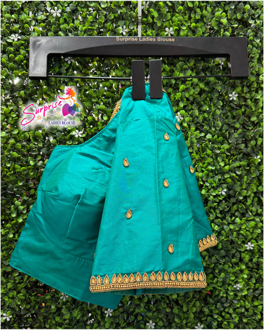 Designer handwork Ari work blouse Blue color