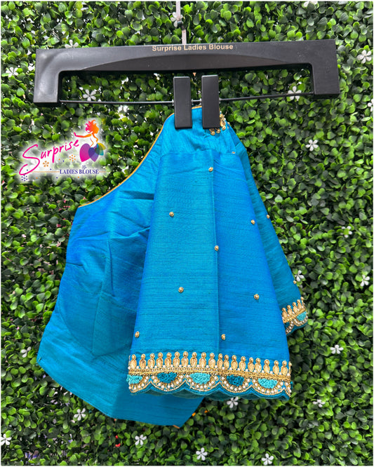 Designer handwork Ari work blouse Blue color