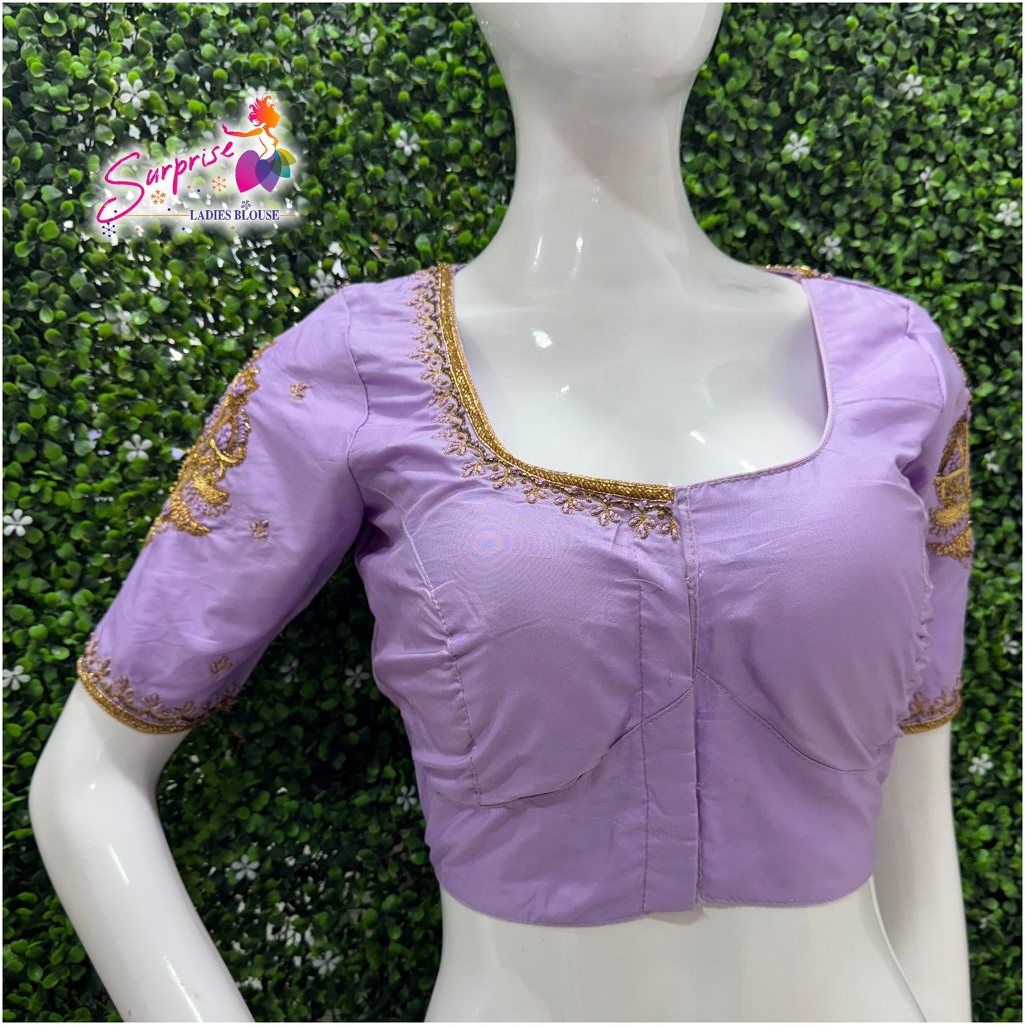 Designer handwork Ari work blouse Lavender color