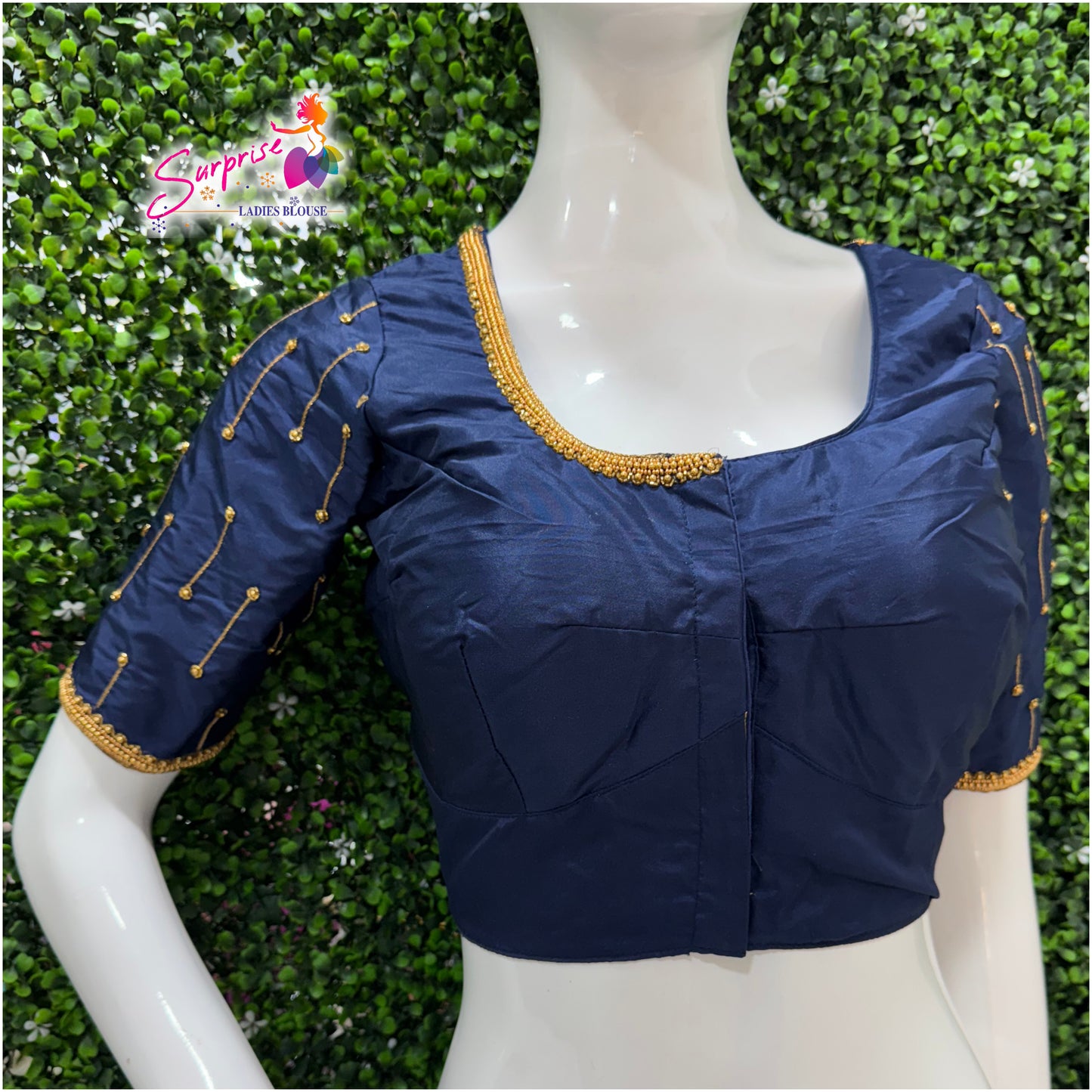 Designer handwork Ari work blouse navy blue color
