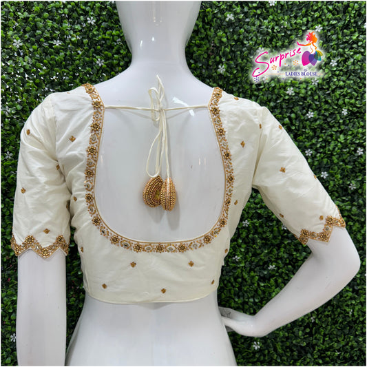 Handwork designer Ari work blouse cream / off white color