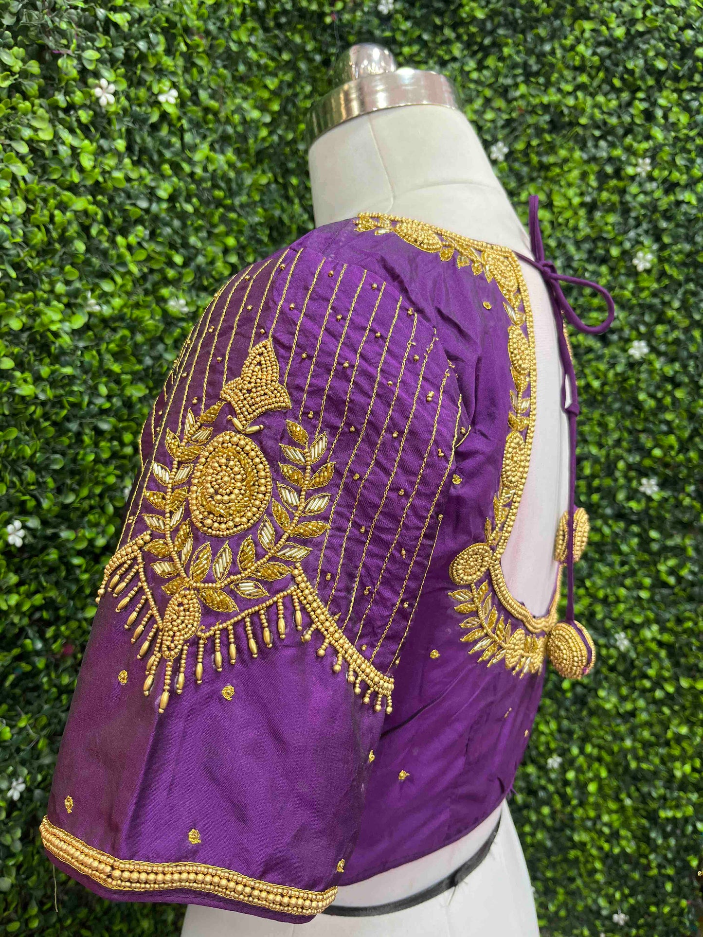 Handwork designer Ari work blouse purple color