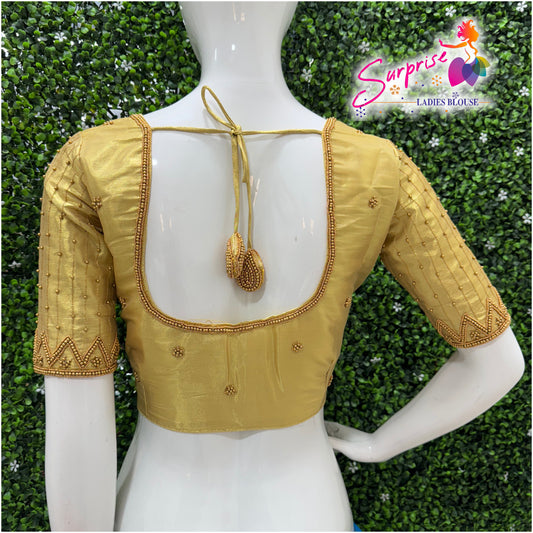 Designer handwork Ari work blouse Gold color