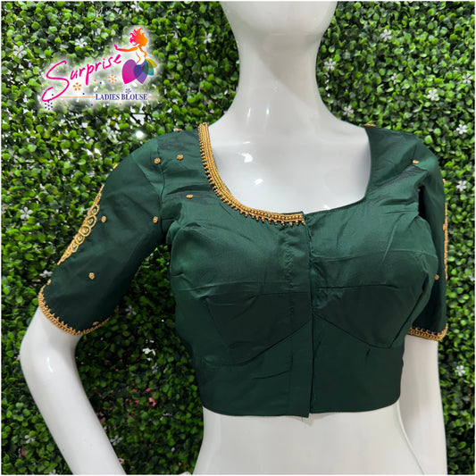 Designer handwork Ari work blouse Green color