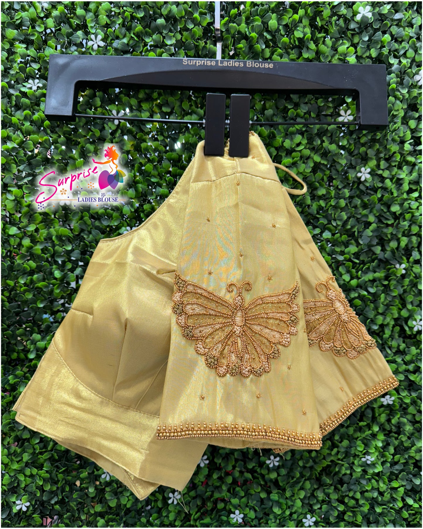 Designer handwork Ari work blouse Cream color