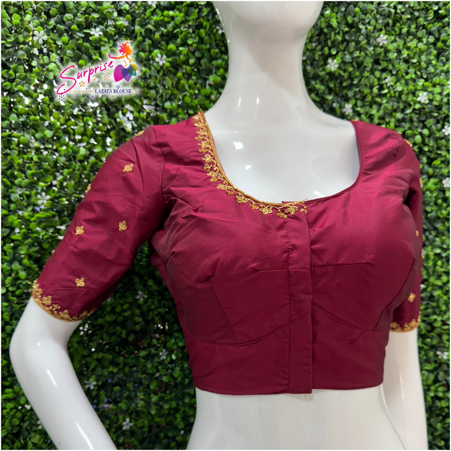 Handwork designer Ari work blouse maroon color